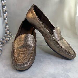 Aerosoles Over Drive Elegant Gold leather upper trout sole Loafers Size 9M